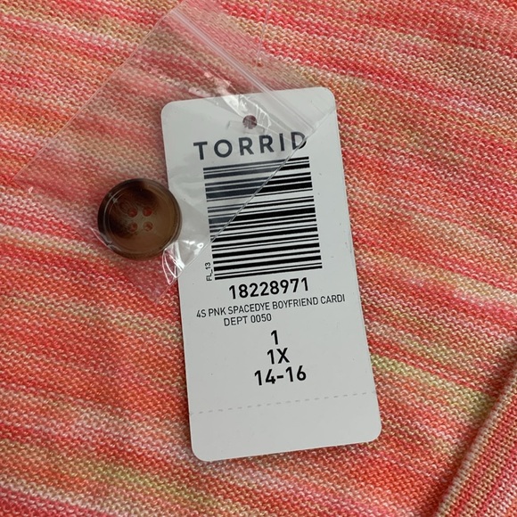 Torrid pink coral spacedye boyfriend cardigan Size 1X Heather button up New NWT - Picture 5 of 15